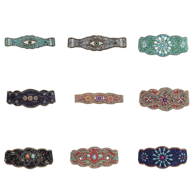 Bohemian Turquoise Beaded Corset Belt for Women Wide Waist Cincher-image