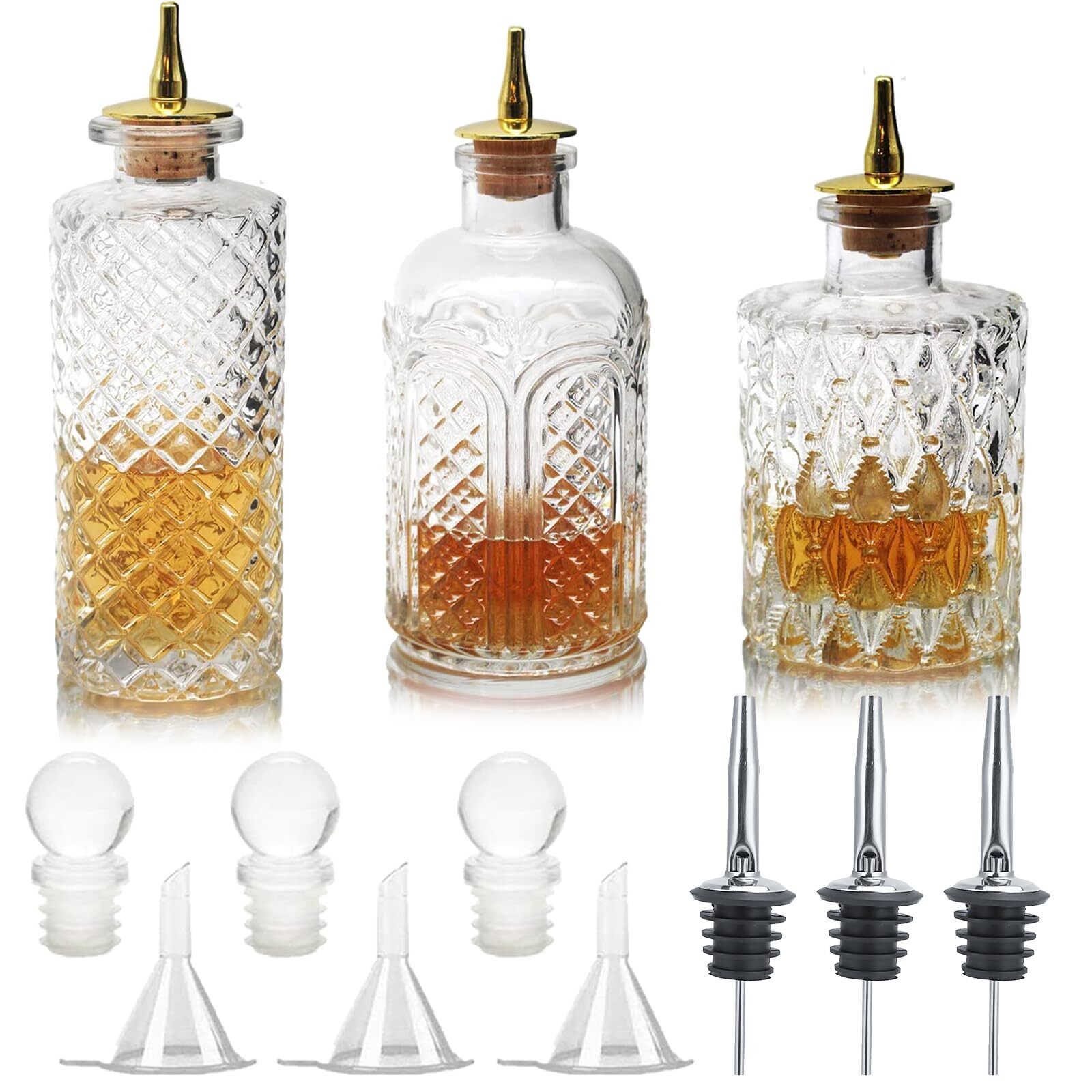 Bitters Bottle for Cocktails - Glass Dasher Bottles with Dash Tops, Great for...
