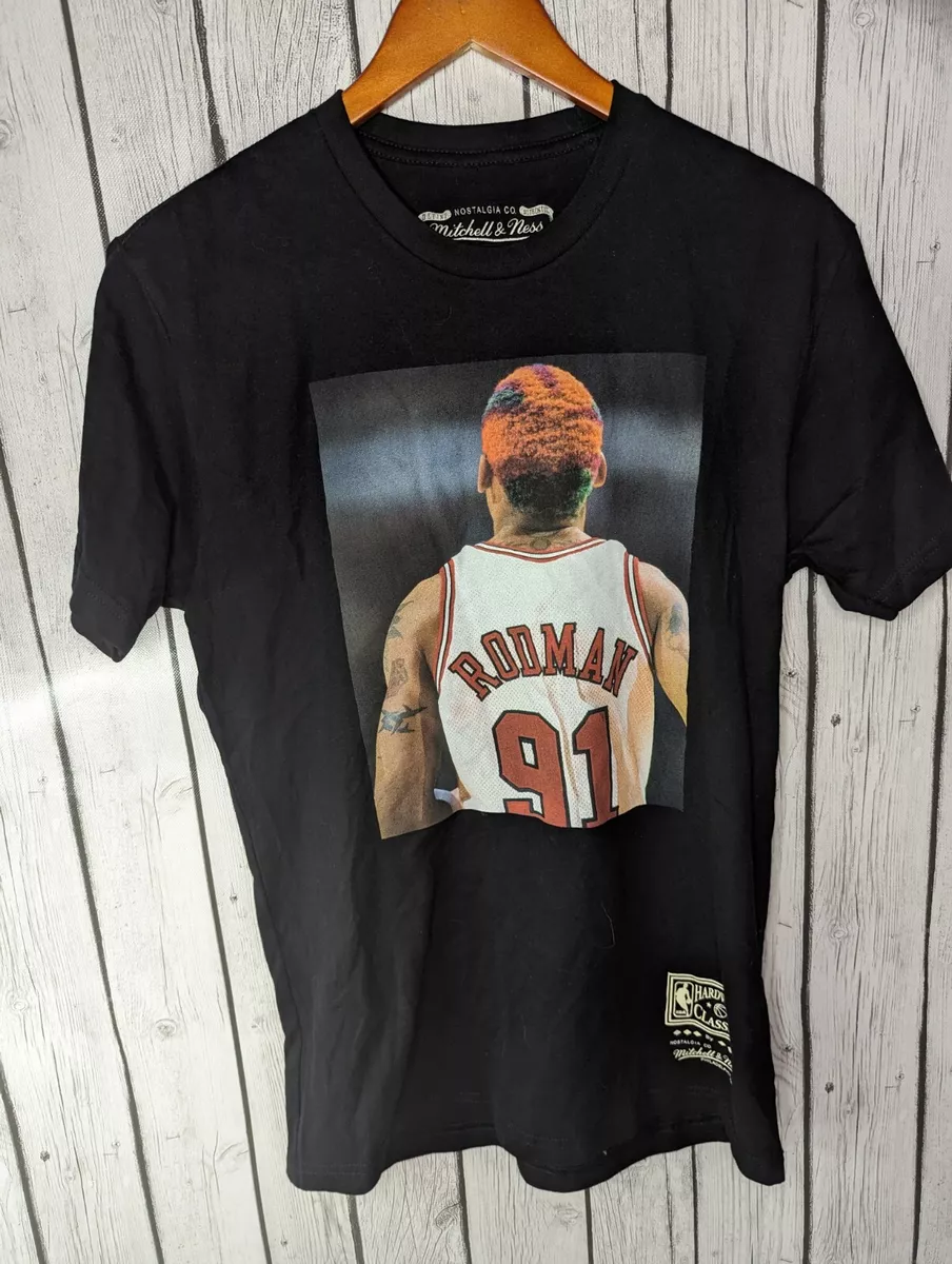 binding Ups aluminium Hardwood classics Mitchell &amp; Ness NBA Dennis Rodman 91 T-shirt Black  Size Small | eBay