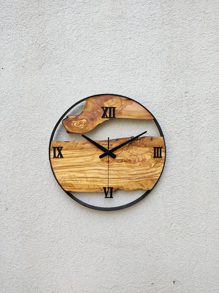 Reloj de Pared de Aspecto Vintage Madera Pulida Natural Hecho a Mano Hogar Decoración Regalo Foto 4 de 4