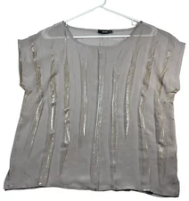 A New Approach Blouse Womens size Small Gray Sheer Sleeveless Casual