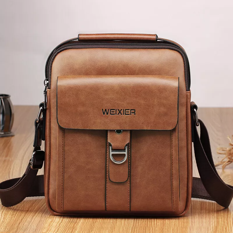 Shoulder Bag for Mens Small Leather Crossbody Pack Outdoor Travel Business  PU