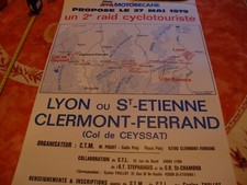 Vintage affiche épreuve vélo " raid MOTOBECANE .... lyon clermont fd  " de 1979