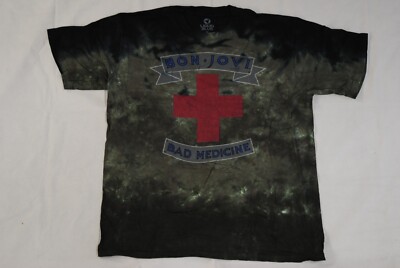 BON JOVI BAD MEDICINE TIE DYE T-SHIRT NEU OFFIZIELLE BANDGRUPPE SELTEN FLÜSSIGBLAU