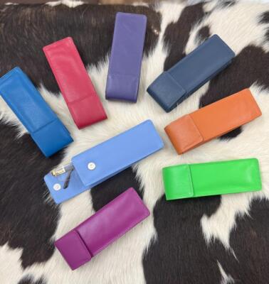 Real LEATHER SLIM GLASSES CASE spec reading sun sleeve pouch Gents Ladies  Women