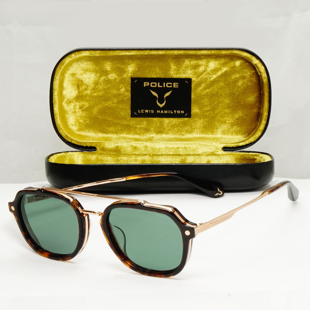 Police Lewis Hamilton F1 Sunglasses Brown Gold Green SPL A26 COL