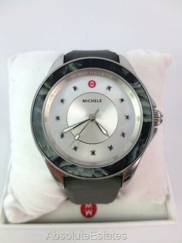 NEW Michele Cape Grey Faux Stone Silver Topaz Watch  display picture 1