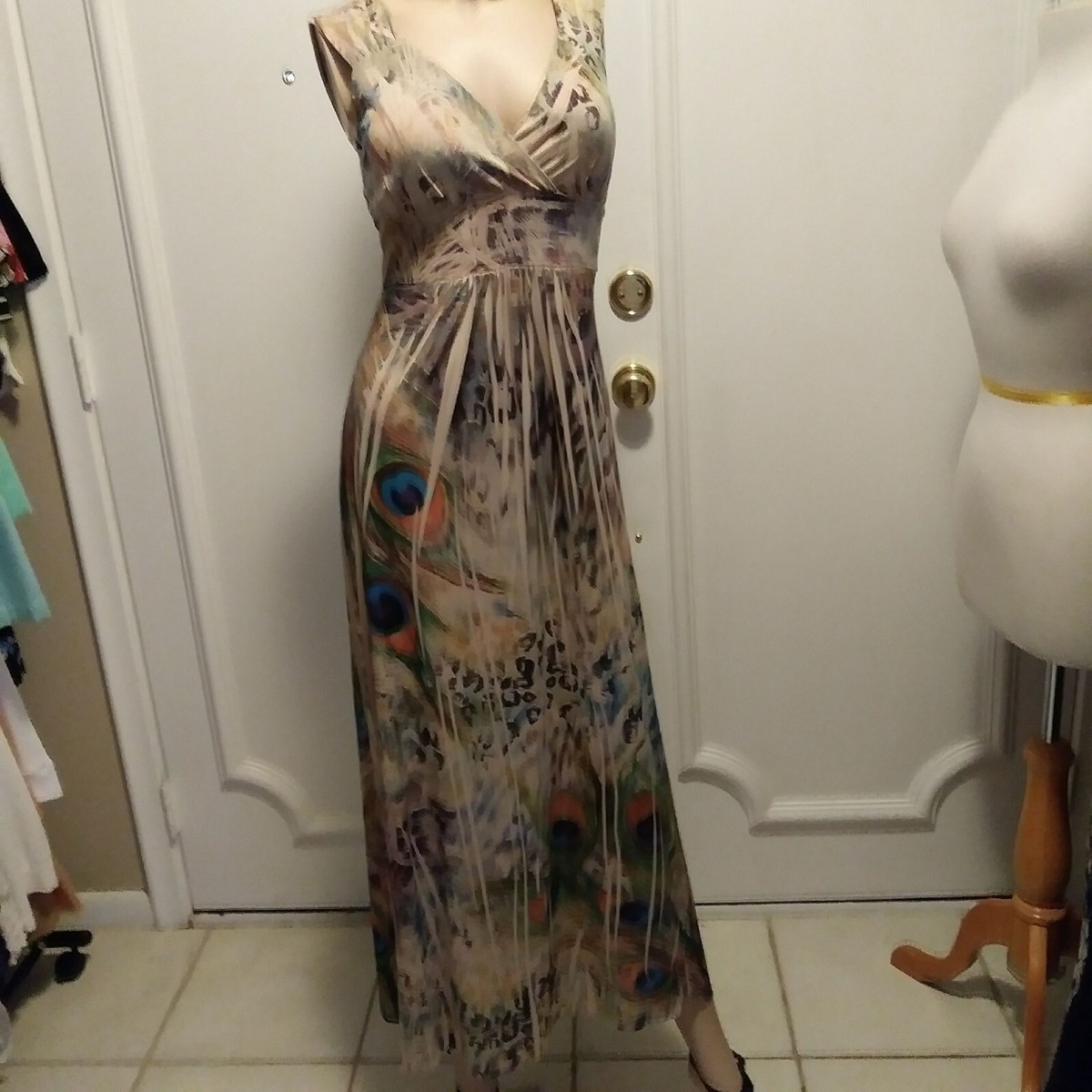 bridesmaid dresses with peacock feathers Peacock Shimmery Lace Chiffon Aline Mother of Bride Dress main image 1