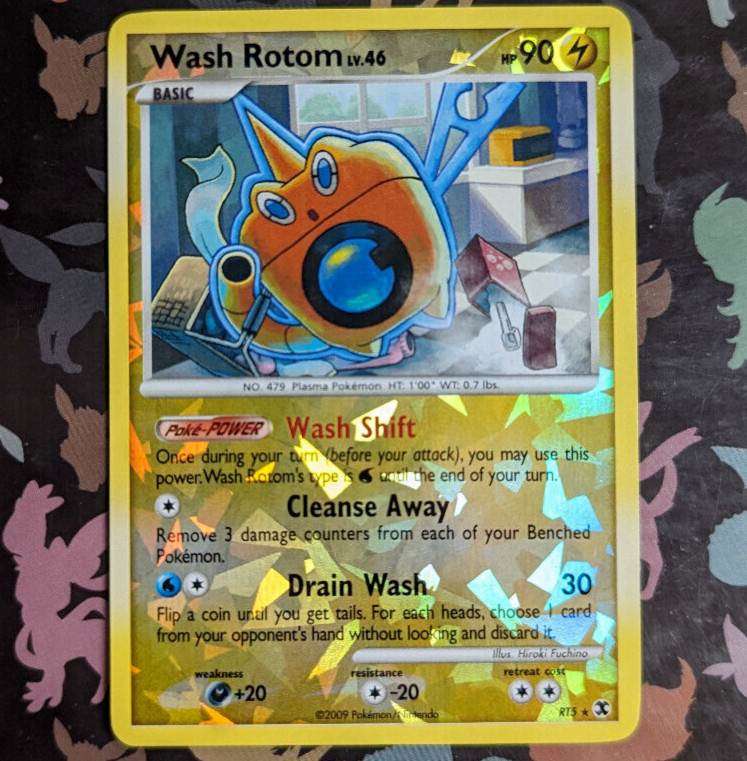 Wash Rotom RT5 Cracked Ice Holo Secret Rare Subset Rising Rivals Pokemon Card NM