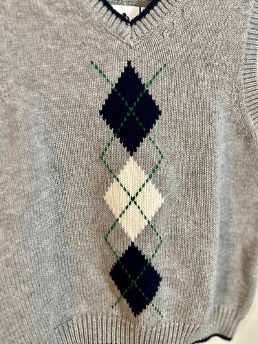 JANIE AND JACK NWT Gray Argyle Sweater Vest, Size 4 - Picture 3 of 8