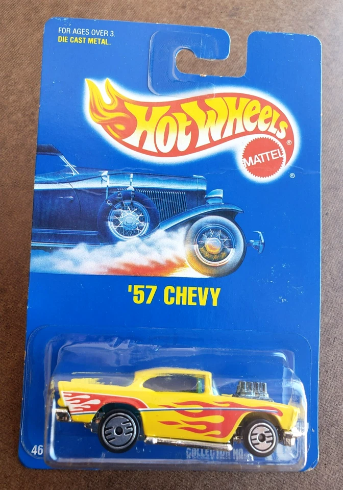 1992 Hot Wheels '57 CHEVY CHEVROLET Yellow #157 Mainline Series Hot Ones! Wheels - Image 3 of 4
