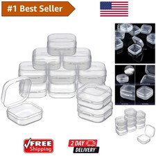 12-Pack Clear Plastic Bead Storage Containers with Hinged Lid for Crafts