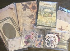 165 Pc Junk Journal Bundle Nature Floral Landscape Scrapbook Papers Stickers Lot