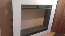 Wohnzimmerschrank mit TV Board/Unterschrank Weiß/Antazit