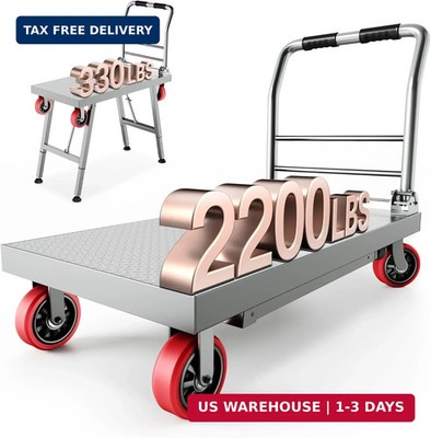 Lomive 2IN1 43''×24'' Foldable Platform Truck, Portable Ladder Platform, Height Ad