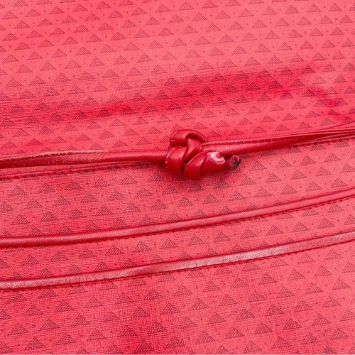 Vintage 1984 Liz Claiborne Red Leather Flap Bag Purse Geometric Print Adjustable - Picture 8 of 14