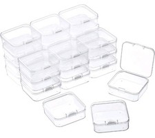 24 Packs Small Clear Plastic Beads Storage Containers Box with Hinged Lid for St