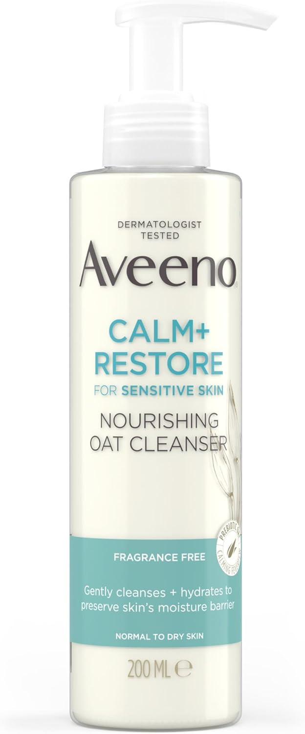 Aveeno Face Calm+Restore Nourishing Oat Cleanser (1x 200ml), Non-Foaming,...