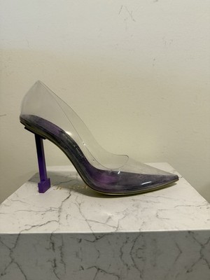 New Jessica Rich Heels Sz 38 / W 8  So Fancy Sandal  Purple NIB Transparent Shoe