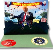 Talking Donald Trump Pop Up Fathers Day Card with Light  Sound - Plays Trump's
