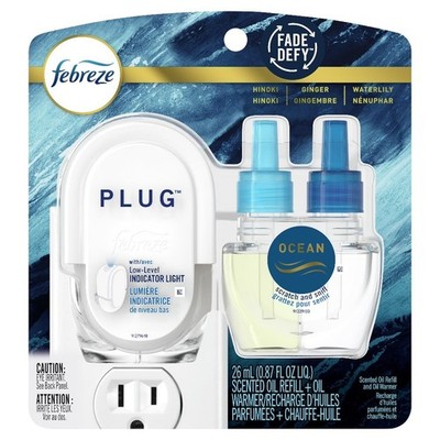 Plug In Air Freshener, Odor-Fighting Scented Oil Starter Kit, Ocean Scent,
