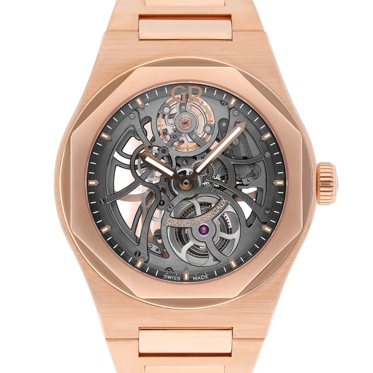 Girard Perregaux — Girard Perregaux Laureato Skeleton Openworked Rose Gold Bracelet 81015 Watch B/P