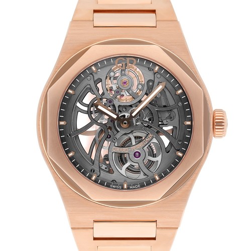 Girard Perregaux Laureato Skeleton Openworked Rose Gold Bracelet 81015 Watch B/P