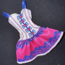 Barbie Doll Clothes White Pink Party Dress Mattel X7845 Printed Lace Bows Design