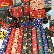 1 roll Christmas Gift Wrapping Paper Decorative Holiday Party Packaging Sheets
