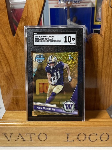 SGC 10 2023 Bowman U Chrome #164 Gold Shimmer Refractor Jalen McMillan 1st /50