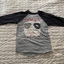 Vintage Sage - Worlds Apart 1981 Tour T-shirt (Large, Gray/ Black 3/4 Sleeve)