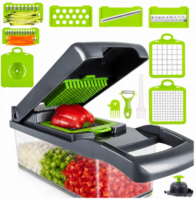 Professional Compact Vegetable Food Cutter, Chopper, Grater, Dicer. (Grey Green)
