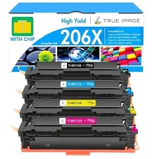 206X Toner Cartridges 4 Pack High Yield: MFP M283fdw M283cdw M255dw 206A 206 Set
