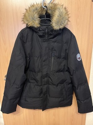 Herren Winterjacke THREADBARE Gr. L schwarz, warm, WIE NEU