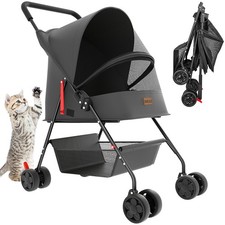 Passeggino per Cani e Gatti Carrozzina Animali Domestici Pieghevole Nero 15kg