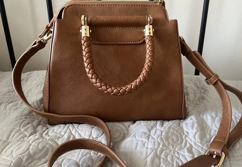 Madison West The Mavis Crossbody Bag in Braided Handle Gold Hardware Desert Tan