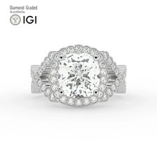 Cushion Diamond Engagement Ring 14k White Gold Labgrown 6 Ct Solitaire