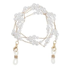 Beads Eyeglass Chain, Pearl Glasses Strap Retainer Chain, White Pearl