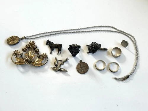 Vintage Sterling Silver Mixed Jewelry & Misc Lot !! Cufflinks, Necklace, Rings +
