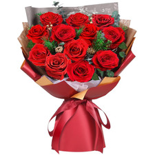 Valentine'S Gifts for Her, Preserved Red Rose Bouquet – Real Long-Lasting Flower