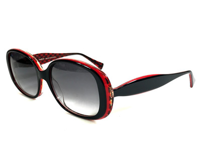 Jean Lafont Sonnenbrille HELLEBORE 188 Schwarz Rot Hahnentritt Grau Linsen