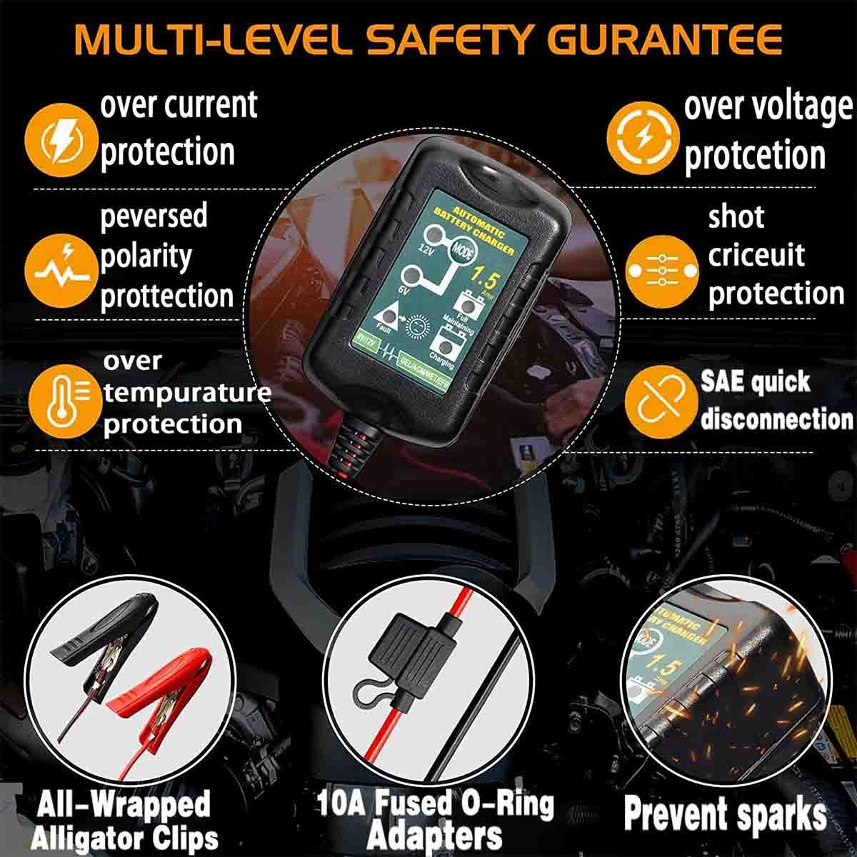 Automatic Battery Charger Maintainer Motorcycle Trickle Float For 6V 12V