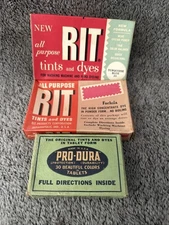 (3) VTG RIT & Pro-Dura Tint & Dye For Fabric Sealed ROSE FUCHSIA TURQUOISE BLUE