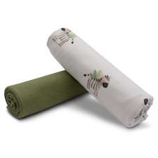 Stoffpaket 0,5m Jersey+ 0,5m Bündchenstoff Nähen Meterware Set 38 Zebra Grün