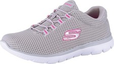 Image of Skechers Womens Summits Bungee Slip-On Trainers, Grey/Hot Pink, Size UK 3
