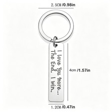 Rectangle Engraved Keychain Stainless Steel Couple Gift Car Key Accessory