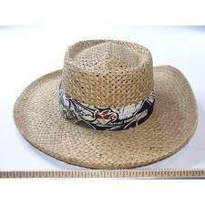 Womens Straw Cowboy Hat Woven Patterned Band Made in USA Small