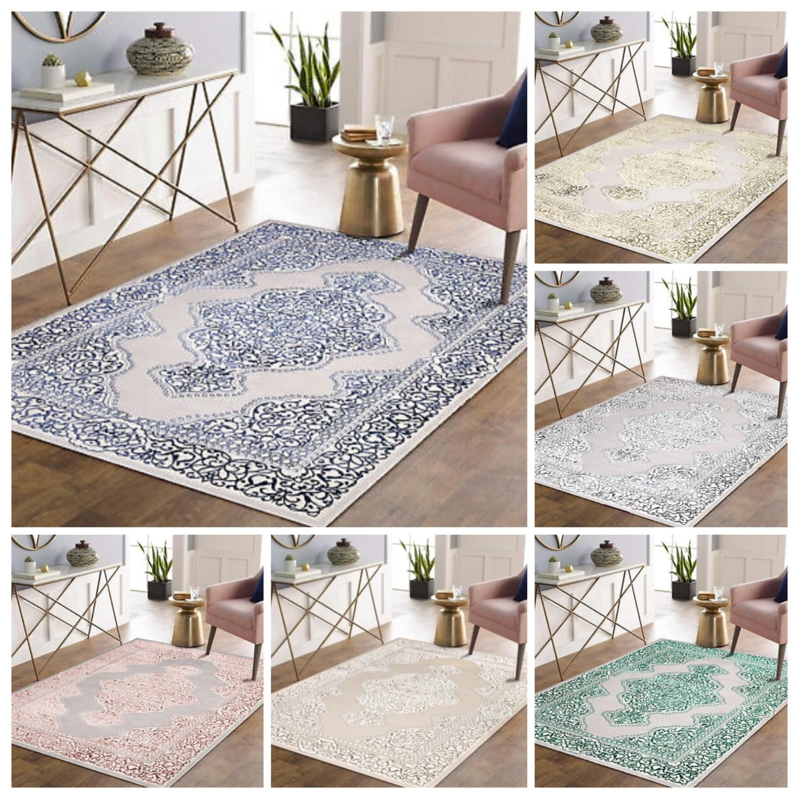 Luxury Floral Traditional Area Rug Living Room Bedroom Carpet Hallway Runner Mat