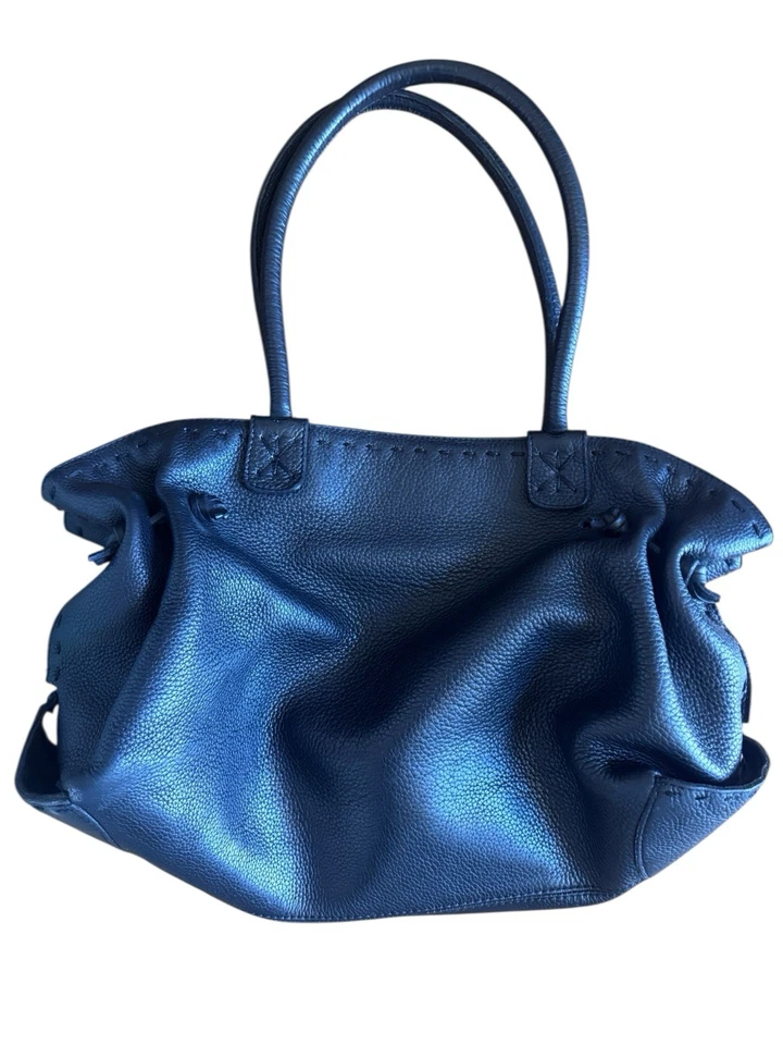 FATTO A MANO by CARLOS FALCHI BLACK PEBBLED LEATHER HOBO SHOULDER HANDBAG - Image 2 of 4