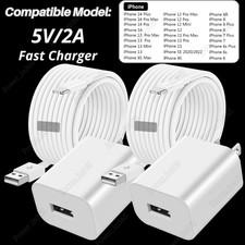 For iPhone 14 13 12 11 X XR 8 7 6 USB Cable 5V2A Adapter Block Power Charger Lot